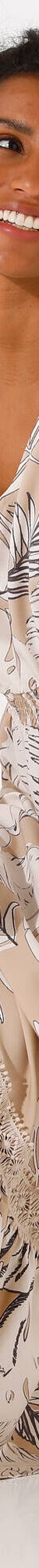 Robe longue macramé, imprimé tropical, taille smockée (beige / écru) Robe longue macramé, imprimé tropical, taille smockée (beige / écru)